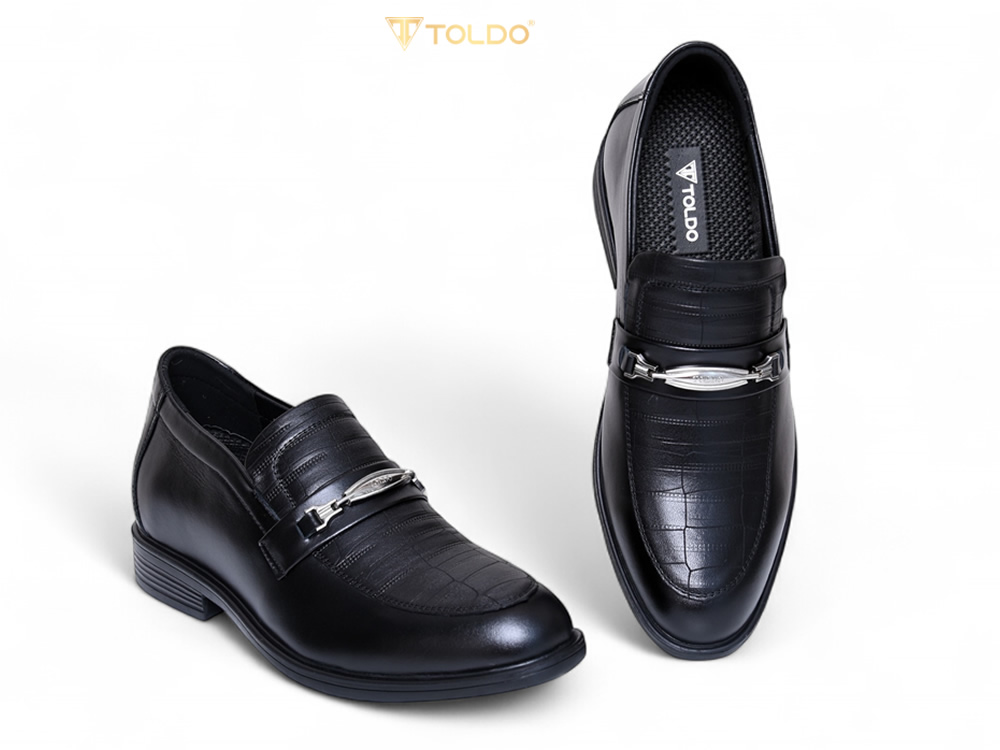 Giày lười cao 8cm da thật đế khâu